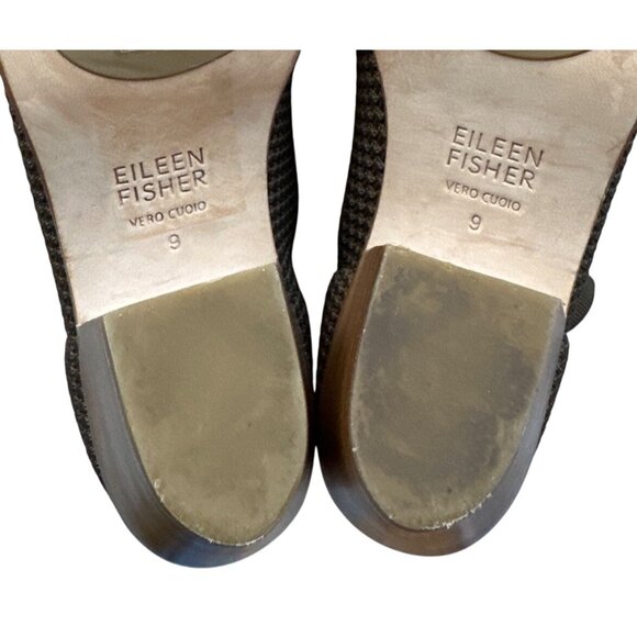 Eileen Fisher Ark Peep Toe Stretchy Knit Bootie Brown Pull On Mid Heel Size 9 - Picture 8 of 8